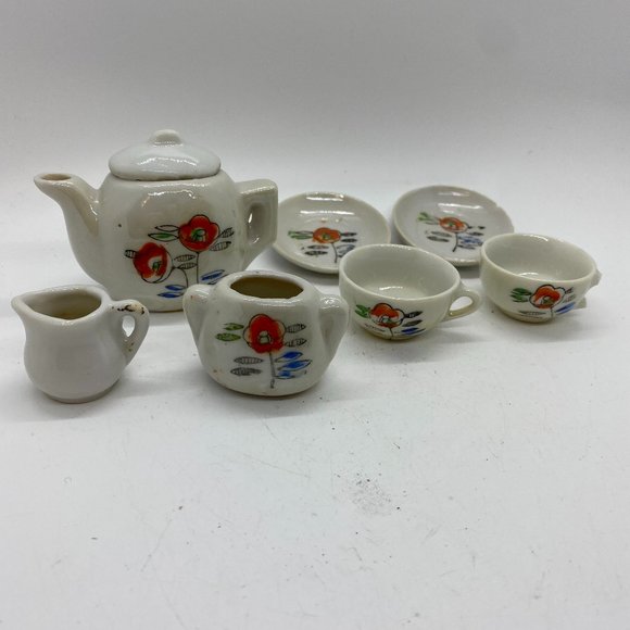 Japanese Hand Painted Dollhouse Tea Set